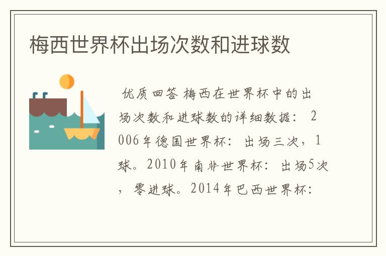 梅西世界杯出场次数和进球数