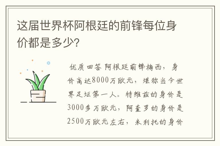 这届世界杯阿根廷的前锋每位身价都是多少?