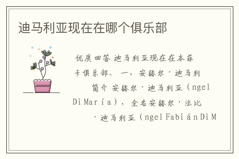 迪马利亚现在在哪个俱乐部