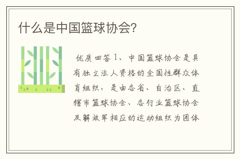 什么是中国篮球协会?