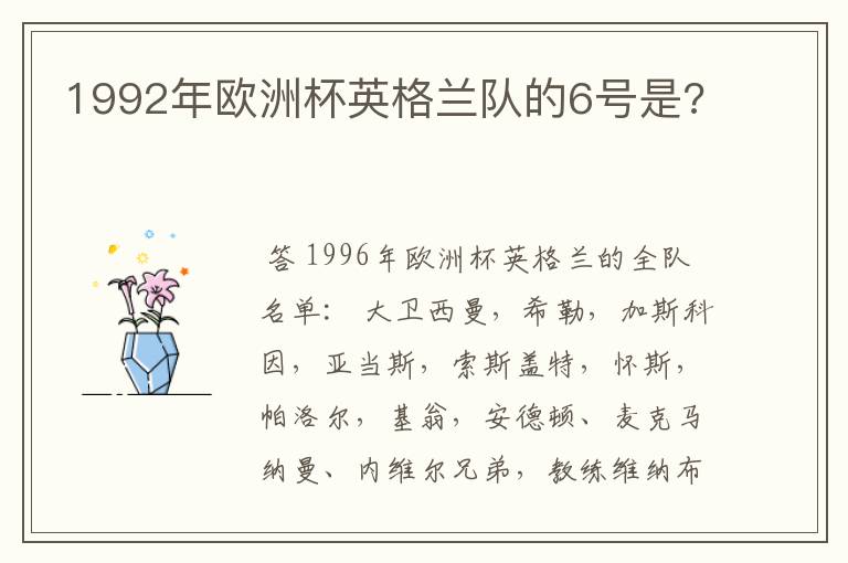 1992年欧洲杯英格兰队的6号是?