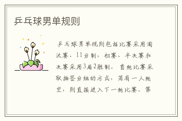 乒乓球男单规则