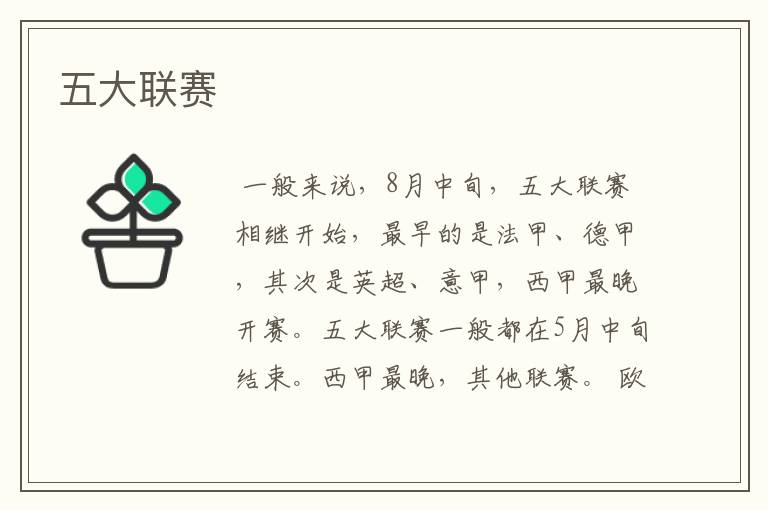 五大联赛