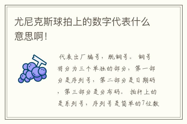 尤尼克斯球拍上的数字代表什么意思啊!