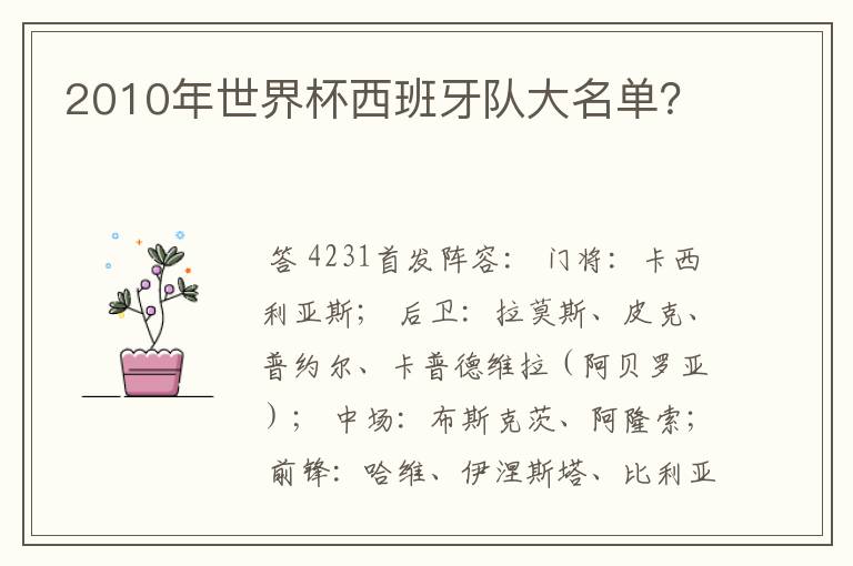 2010年世界杯西班牙队大名单?