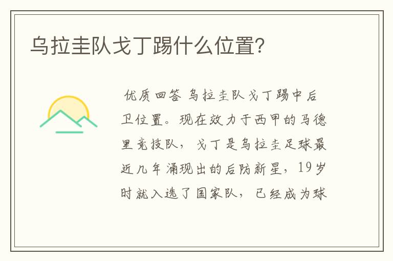 乌拉圭队戈丁踢什么位置?