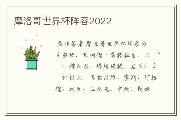 摩洛哥世界杯阵容2022