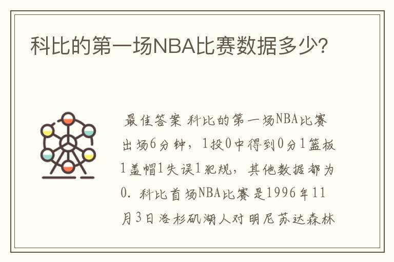 科比的第一场NBA比赛数据多少？