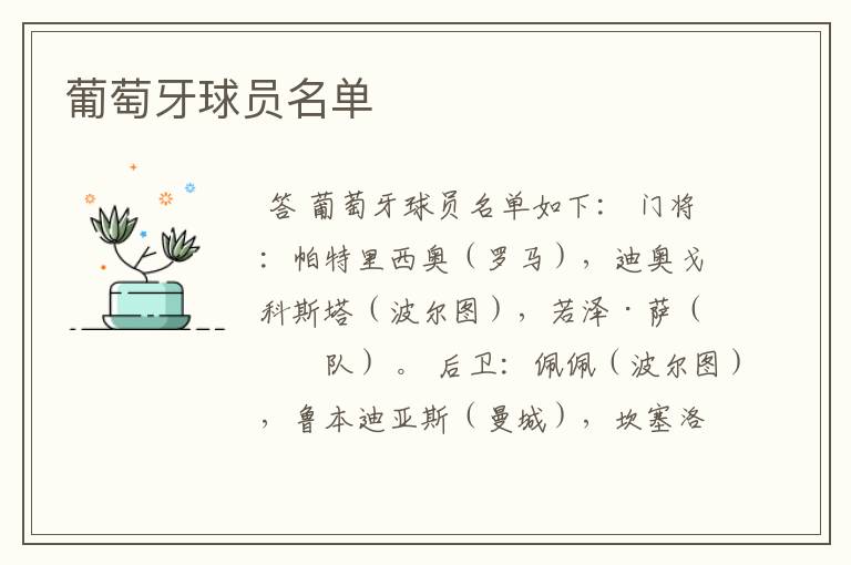 葡萄牙球员名单