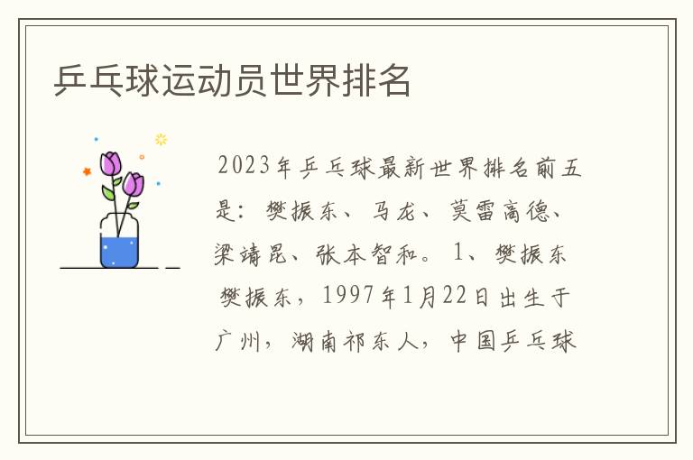 乒乓球运动员世界排名