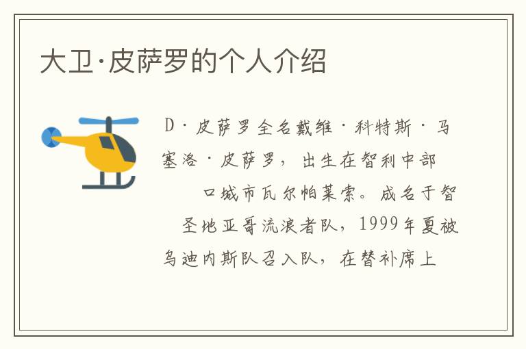 大卫·皮萨罗的个人介绍
