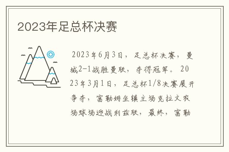 2023年足总杯决赛