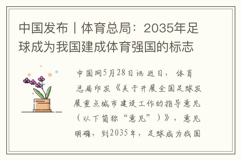 中国发布丨体育总局：2035年足球成为我国建成体育强国的标志性事业