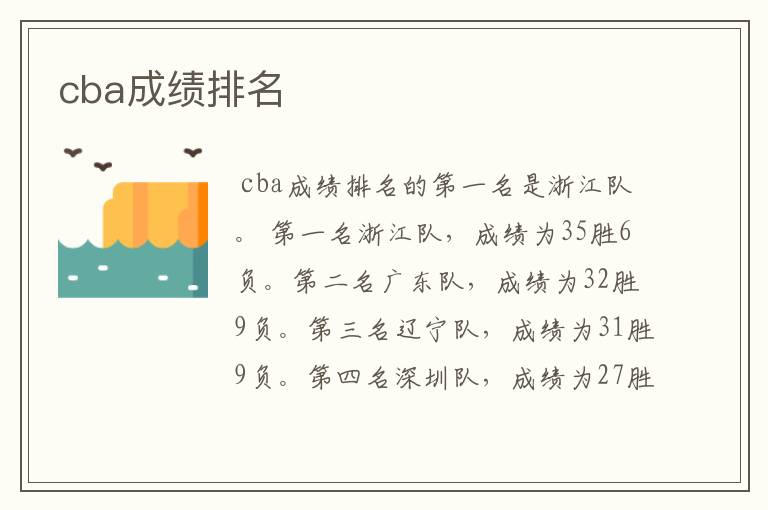 cba成绩排名