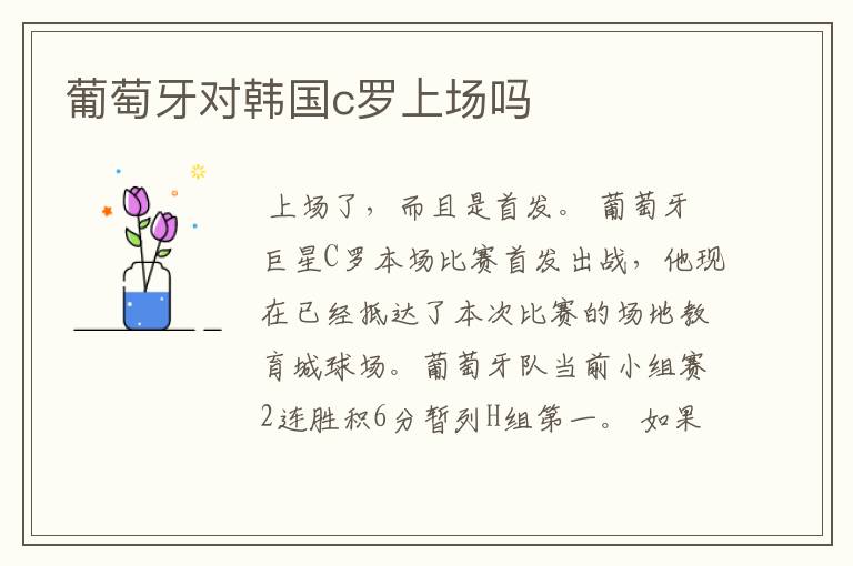 葡萄牙对韩国c罗上场吗