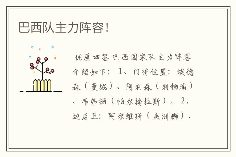 巴西队主力阵容!