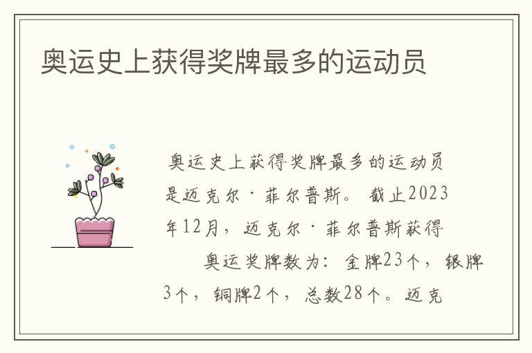 奥运史上获得奖牌最多的运动员