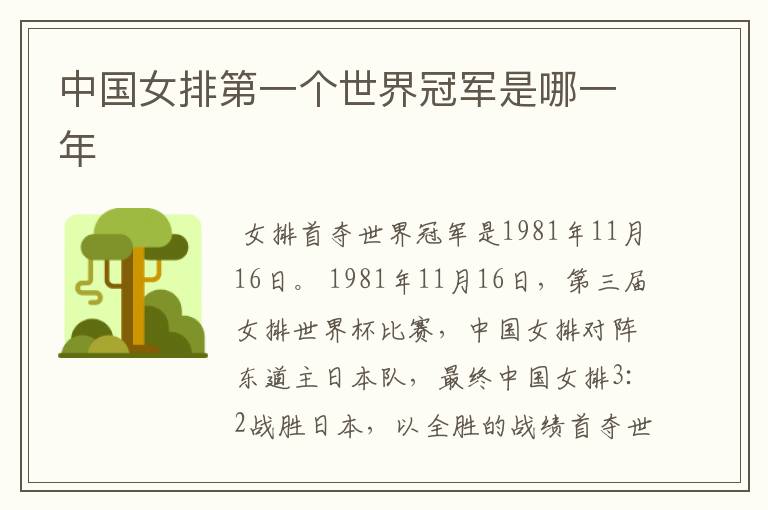 中国女排第一个世界冠军是哪一年
