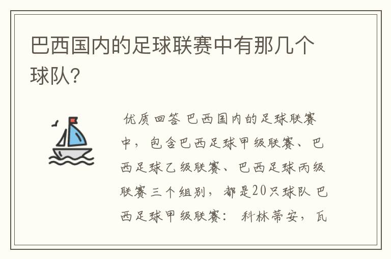 巴西国内的足球联赛中有那几个球队?