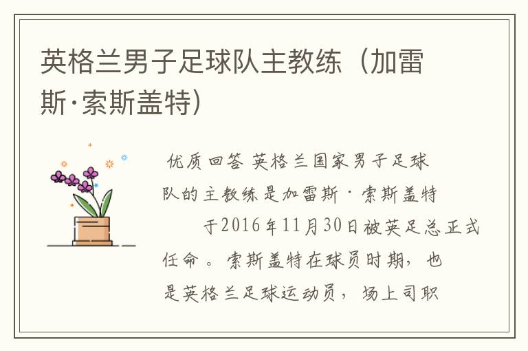 英格兰男子足球队主教练(加雷斯·索斯盖特)
