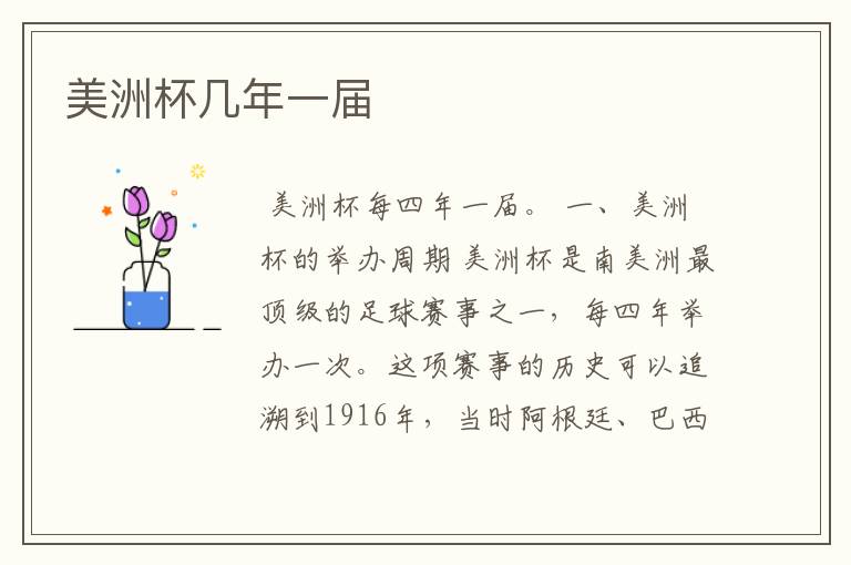 美洲杯几年一届
