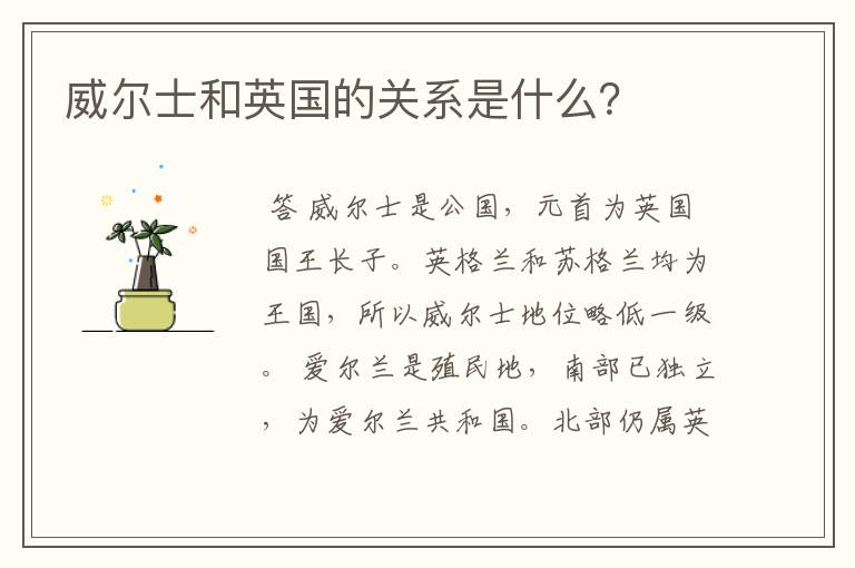 威尔士和英国的关系是什么?