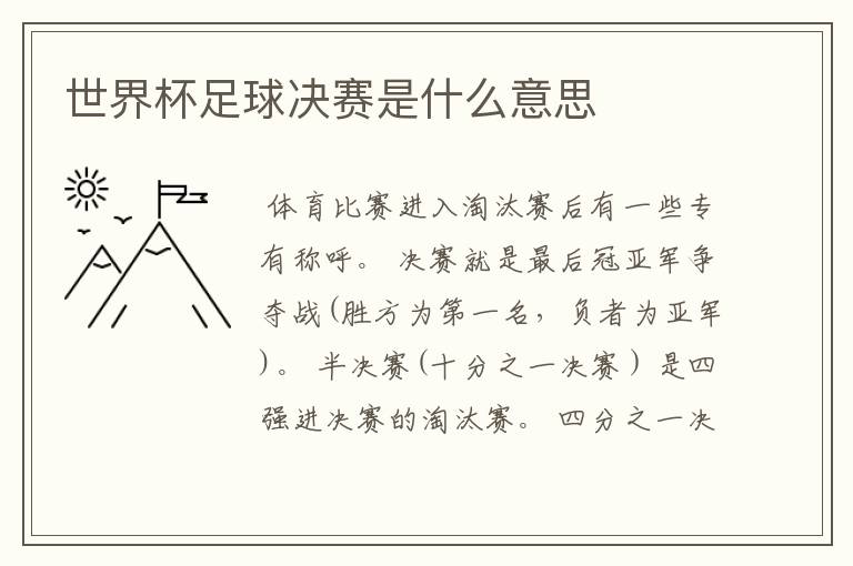 世界杯足球决赛是什么意思