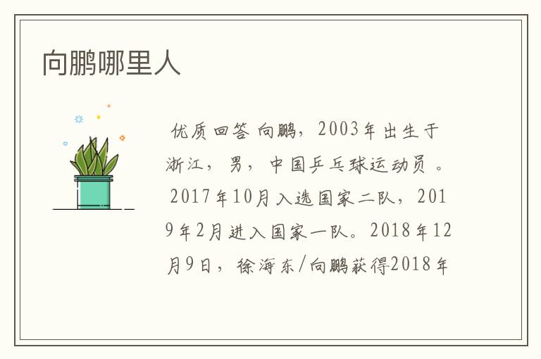 向鹏哪里人