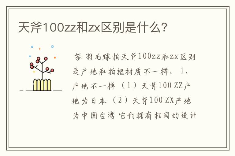 天斧100zz和zx区别是什么?