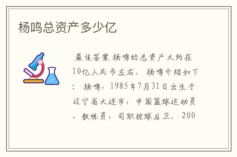 杨鸣总资产多少亿