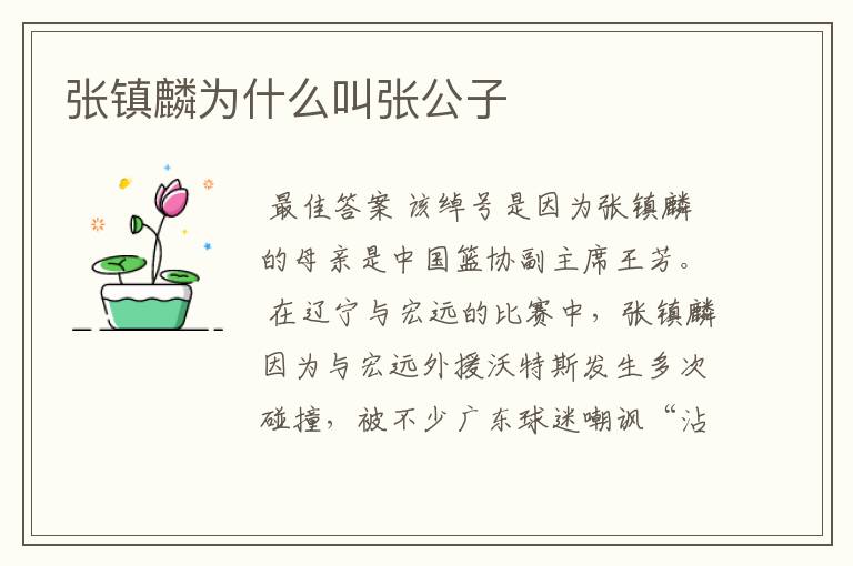 张镇麟为什么叫张公子