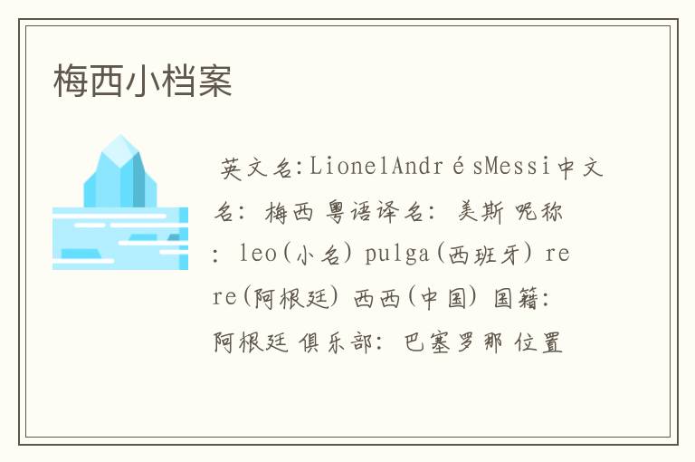 梅西小档案