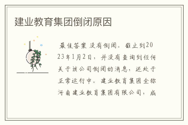 建业教育集团倒闭原因