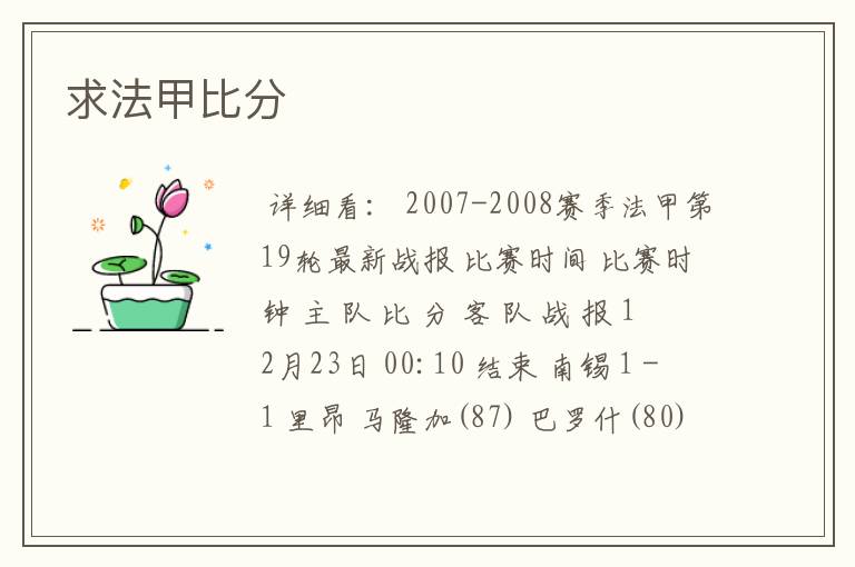求法甲比分