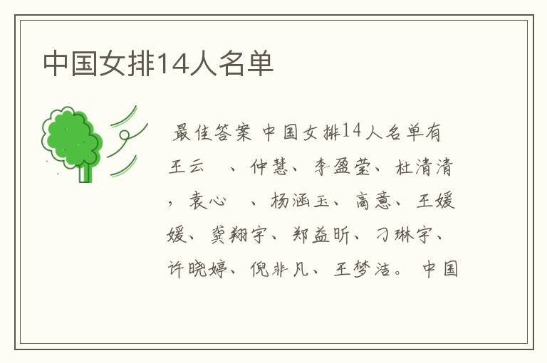 中国女排14人名单