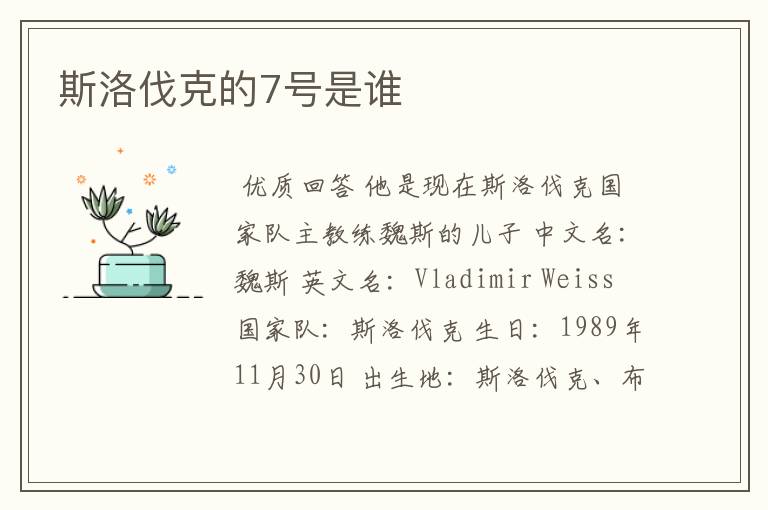 斯洛伐克的7号是谁
