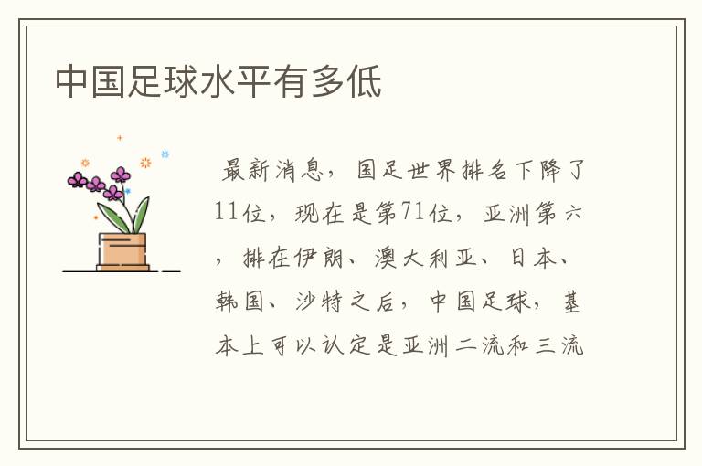 中国足球水平有多低