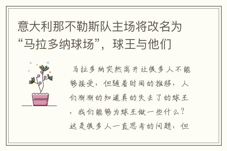 意大利那不勒斯队主场将改名为“马拉多纳球场”,球王与他们有何渊源?
