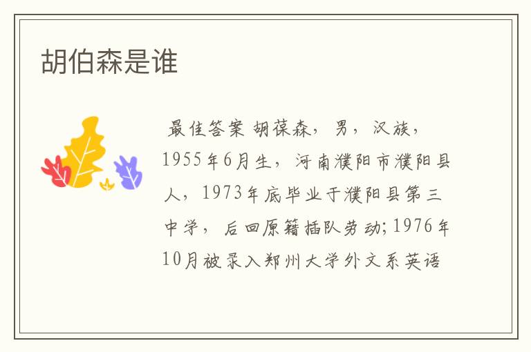 胡伯森是谁