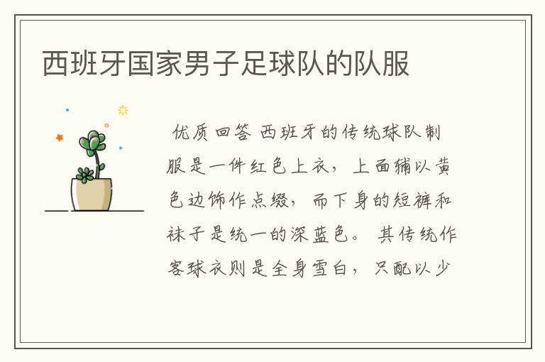 西班牙国家男子足球队的队服