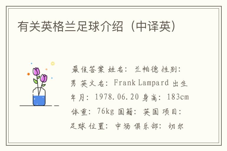 有关英格兰足球介绍(中译英)