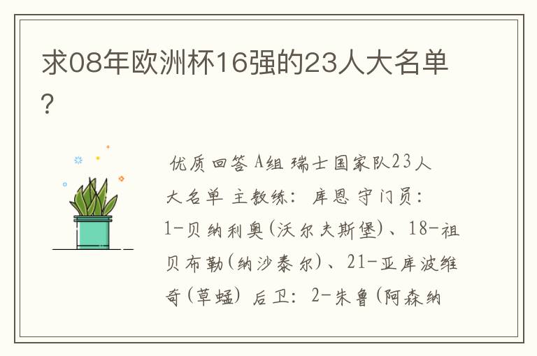 求08年欧洲杯16强的23人大名单?