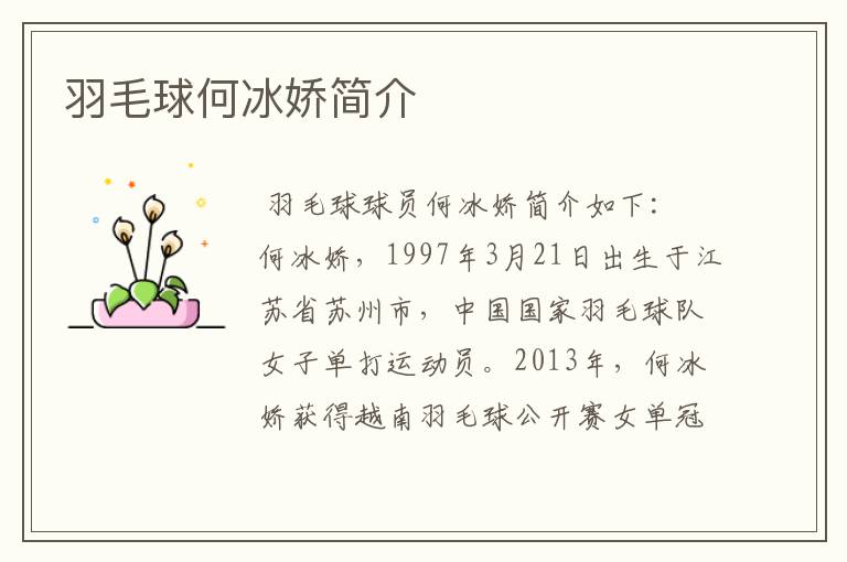 羽毛球何冰娇简介