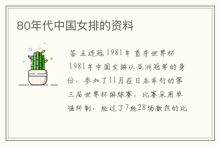 80年代中国女排的资料