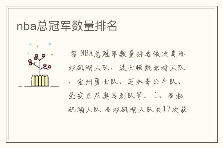 nba总冠军数量排名