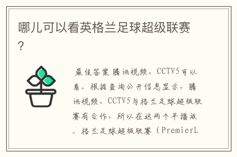 哪儿可以看英格兰足球超级联赛?