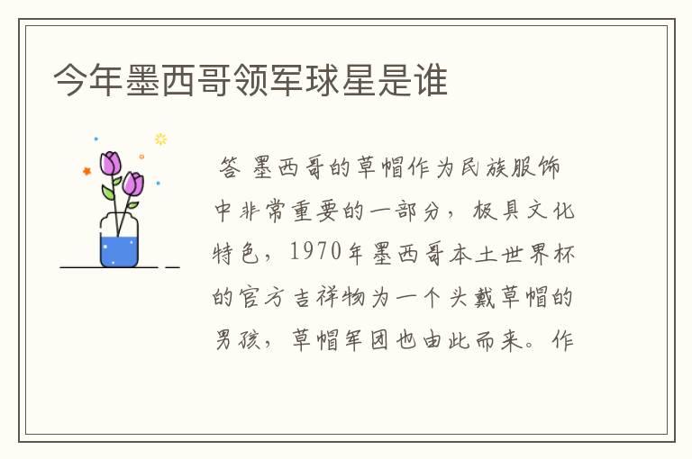 今年墨西哥领军球星是谁
