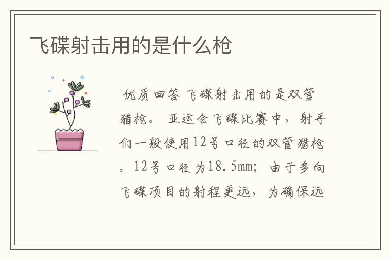飞碟射击用的是什么枪