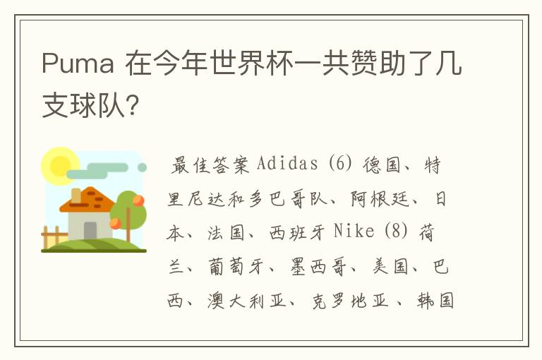 Puma 在今年世界杯一共赞助了几支球队?