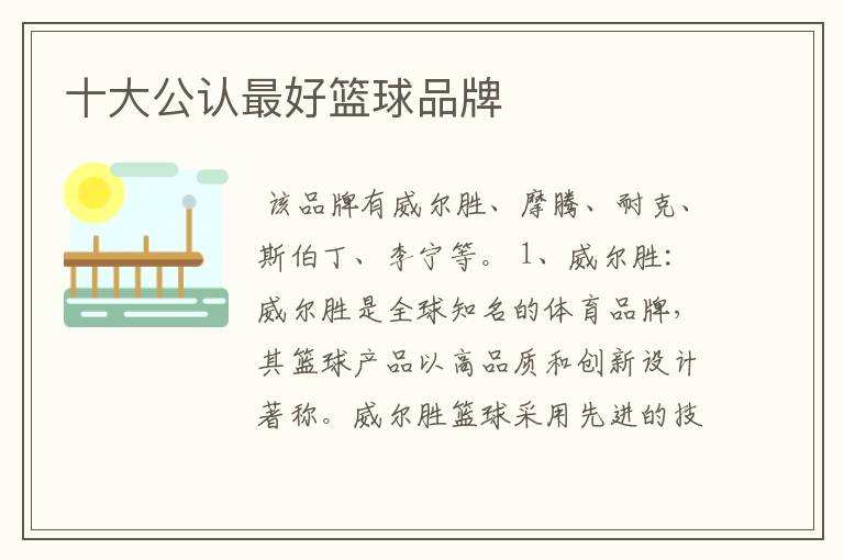 十大公认最好篮球品牌